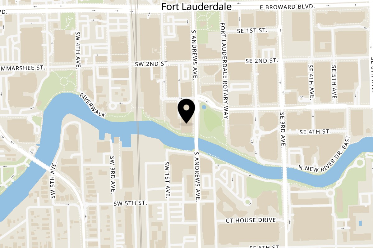 Map showing the location of Santorini by Georgios on 4 W Las Olas Blvd in Fort Lauderdale